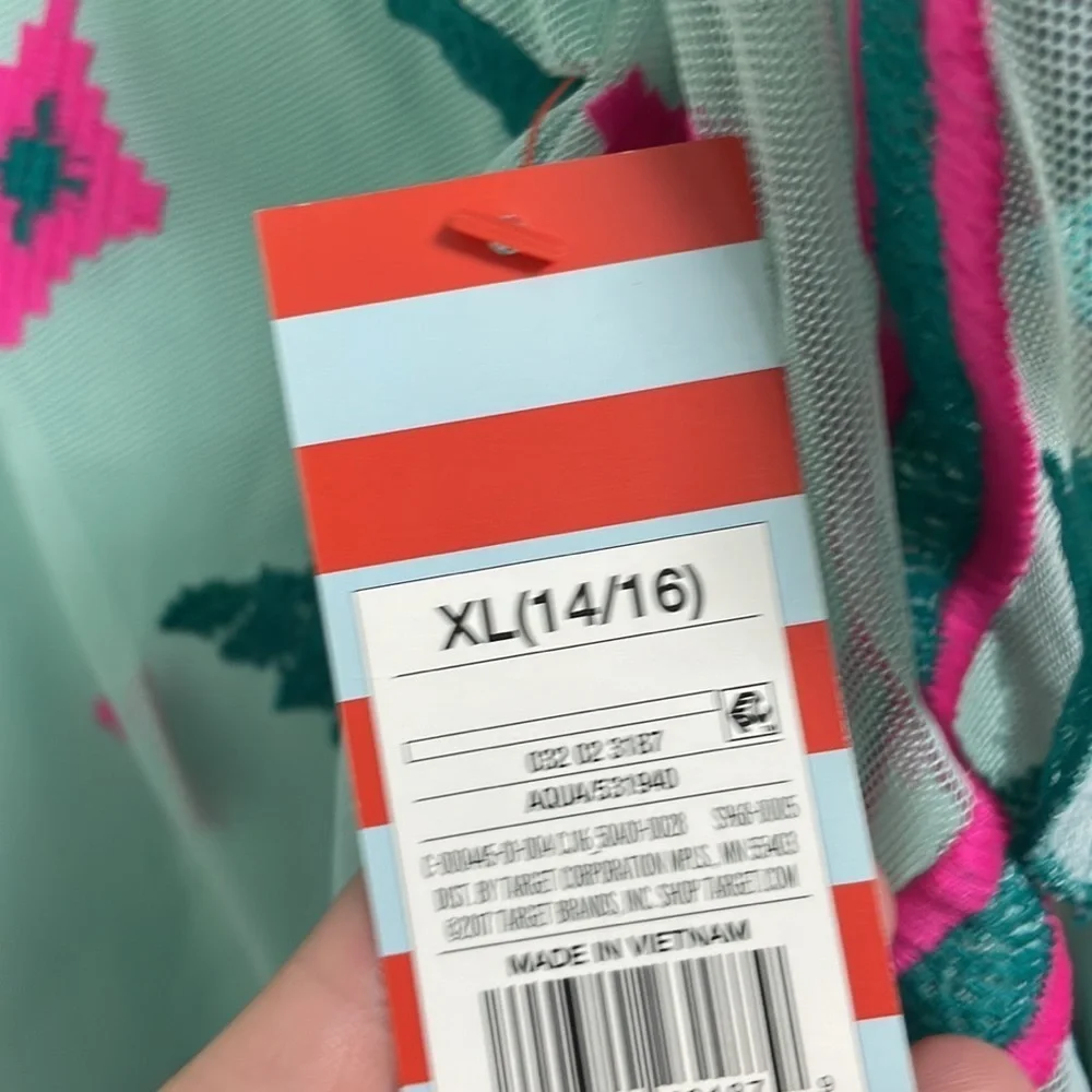 Cat & Jack boho aqua embroidered swimsuit coverup NEW
